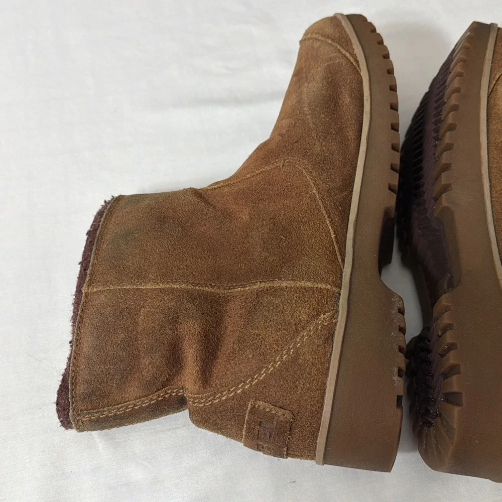 Sorel Meadow Women's 11 M Ankle Boots Brown Waterproof Suede NL2189-286 Side Zip